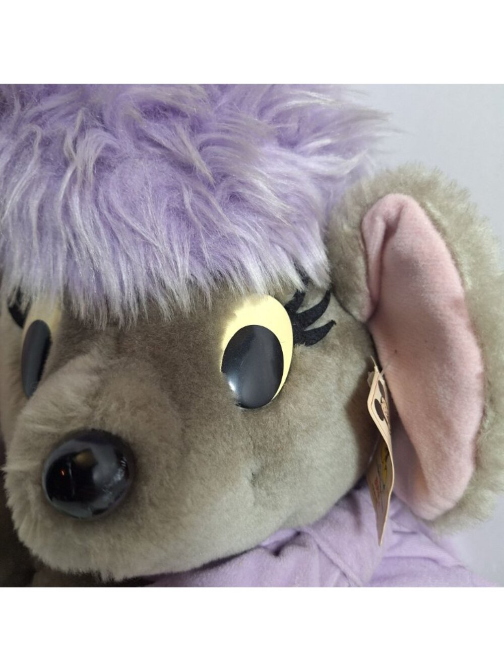 Disney Bianca Plush Mouse Purple Bow 16" Vintage 80s Made in Korea - Picture 7 of 16